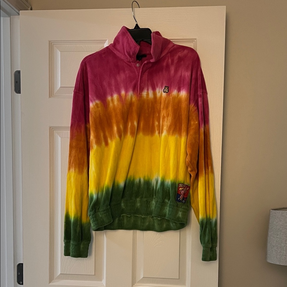 Teddy Fresh Tie-Dye Pullover Sweater in Pink, Orange, Yellow, Green
